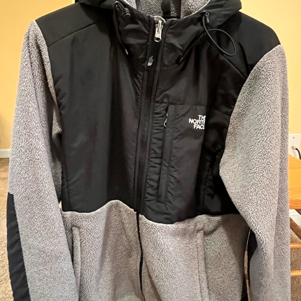 Black and Gray The North Face hooded jacket